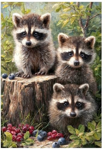 Ulord 300 Piece Puzzle for Adults Cute Raccoons Jigsaw Puzzles 15x10 Inches | Wildlife Puzzle for Adult Kids Home Decoration Birthday Party Gift Toys