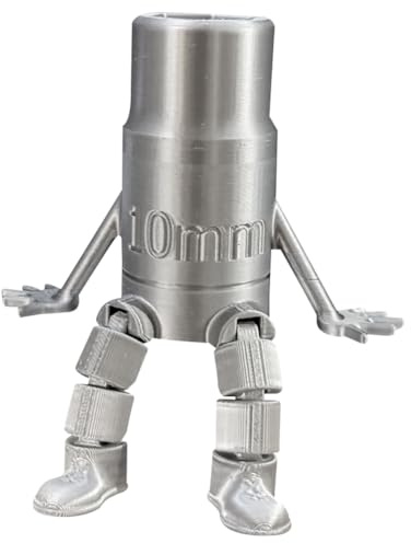 HATFRYF Socket Buddy 10mm Desk Figure, Articulated Wobble Figure, Funny Gift for Car Lovers, Mechanics & Engineers, 10mm Socket Articulated Figure for Car Desk Decoration Home Display (Silver)