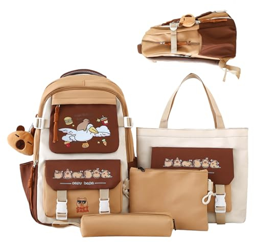 Capybara Stuff - Animal Satchel, 1 Set Rucksack For Education, Storage Pack With Zippered Pouch, Academic Gear, Carryall Bag For Academies, Excursions And Voyaging For Teenage Scholars