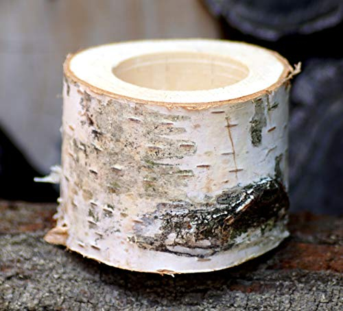 Kerzenhalter aus Birkenholz Höhe 5 cm Kerzenständer Teelichthalter Birkenstamm Birke Massivholz
