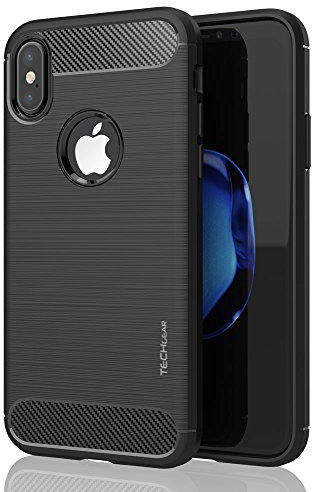 TECHGEAR iPhone XS MAX Case - [Stealth Case] Flexible, Shockproof, Slim Fit, Soft TPU Protective Shell Cover with Carbon Fibre Design Compatible with Apple iPhone XS MAX 6.5