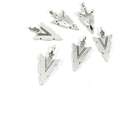 Charm-Schmuckanhänger P9CU3G, antiker Silberton, Pfeilspitze, Handwerk, toll zum Basteln.