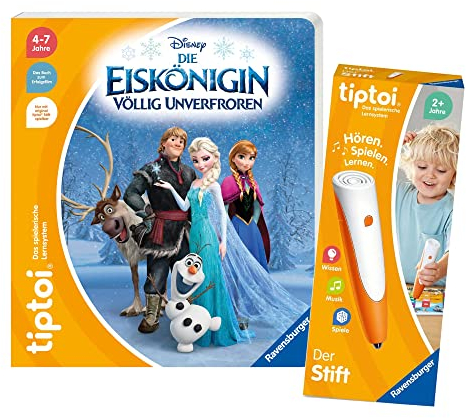 Ravensburger tiptoi Set: Frozen Die Eiskönigin - Völlig unverfroren (Kinderbuch) + 00110 tiptoi Stift, Lernspielzeug für Kinder