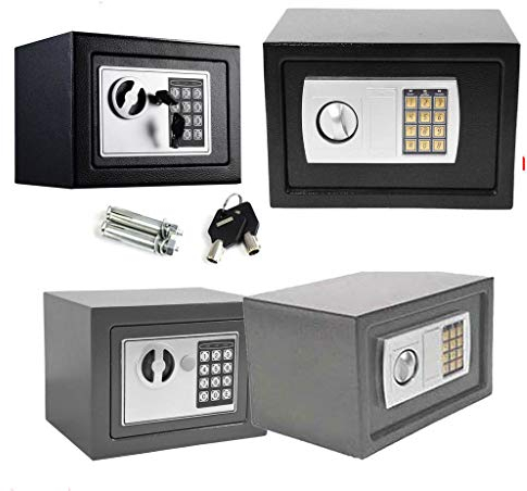 Tresor Elektronik - Candado con combinación (31 x 20 x 20 cm, luz LED, doble perno de acero, material de montaje, caja fuerte para muebles, 8,5 L), color negro