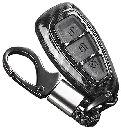Goolsky Car Key Cover, Case for Ford st Accessories Carbon Fiber Remote Key Compatible with Fords/Focus/Fiesta/Kuga/C-Max (Black)