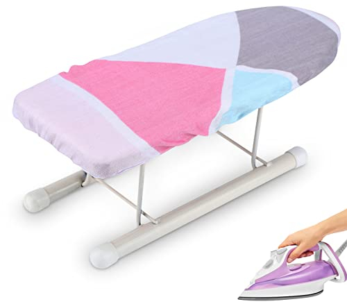 HERCHR Mini Petite Table Planche à Repasser, Mini Fer à Repasser Pliable Table à Repassage Voyage Idéale pour Un Repassage Rapide, 26 x 11cm