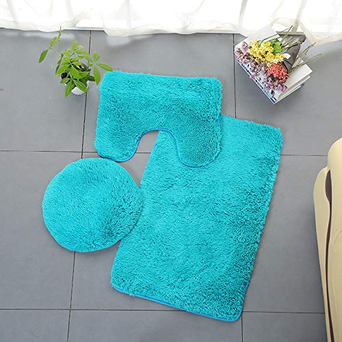 TinaDeer Superweiche Badteppich-Set 3-teilig Badvorleger Toilettensitz Dreiteiliges waschbar, 3-teiliges Badezimmerteppich-Set, WC-Garnitur 3-teilig Rutschfest Teppich, Badematten Set 3 teilig (D)