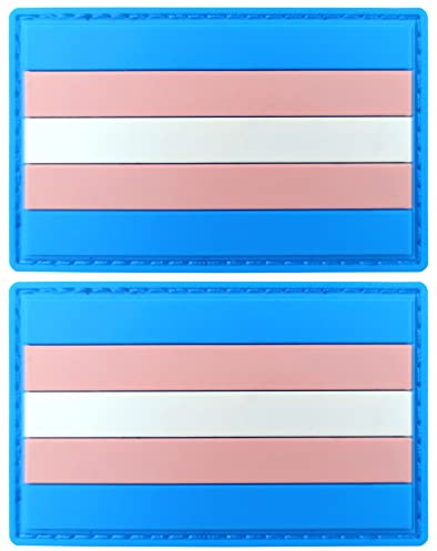 JBCD Transgender Trans Pride Flag Patch Tactical LGBT Patch - PVC Rubber Hook and Loop Fastener Patch, 2 Pack