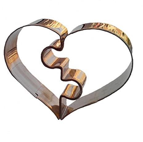TOSSPER 2 Stücke Herzform Cutter Puzzle Mold Kreative Backschneider Set Edelstahl Backform Für Weihnachten Geburtstagsfeier
