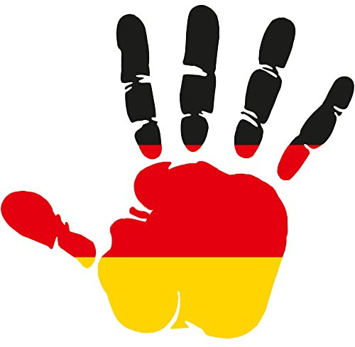 INDIGOS UG Auto Aufkleber Deutschland - Hand rechts 10x9,5 cm - Heckscheibe - Autoaufkleber selbstklebend - UV- & waschanlagen beständig - Tuning - Spoiler - Sticker