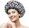 mikimini Shower Cap for Women, Double-layer Waterproof, Reusable, Washable Hair Cap for Short Medium Hair, Black and White Checkered Design - Contemporary and Chic Accessories