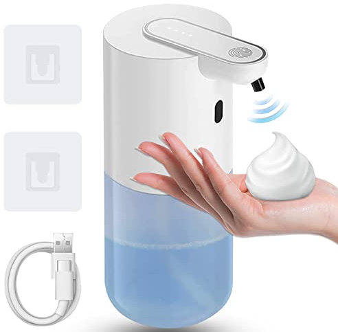 Ruucy Seifenspender Automatisch Schaum, No Touch Schaumspender Wandmontage Elektrische Seifenspender mit Sensor, USB Wiederaufladbar, IPX5 Wasserdicht Seifenschaumspender für Küche & Bad