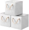 Yawinhe 3 Stück Aufbewahrungsbox, Aufbewahrungskorb mit Griff, Stoffwürfel Regalkörbe, Würfel körbe für regal, für Schrank,Regal, Kleidung, 28x28x28cm,Weiß, SNK004WS