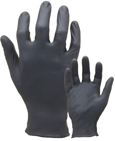 Blackrock Nitrile Medium Disposable Gloves - Powder Free, Latex Free, Multipurpose Non-Sterile Rubber Gloves for Industrial Use, Food Grade each box contains 100 black - Size Medium