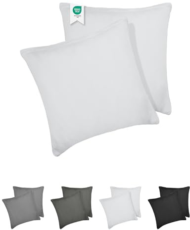 Barbons Kissenbezug 40x40 Weiß 2er Set – 165 g/m² Oeko-TEX Zertifiziert Kopfkissenbezug 100% Jersey Baumwolle weiche Kissenbezüge Kissenhülle mit Reißverschluss (40x40-Weiss)