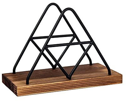 IMEEA Serviettenhalter Schwarz,Metall Papierhandtuchhalter & Serviettenständer Holz Serviettenspender- Perfekt für Wohnzimmer, Restaurants, Cafés & Büros ,Party