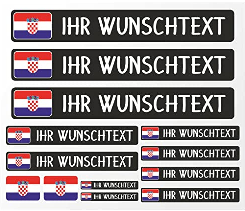 Samunshi® Fahrrad Namensaufkleber Kroatien Flagge - Name für Auto Motorrad Fahrrad Helm - Aufkleber Sticker Set personalisiert - Tuningaufkleber
