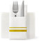 UKEENOR Disposable Dinner Napkins Cloth Like with Built-in Flatware Pocket,Wedding Party Linen Feel White and Golden Napkin, Prefolded for Silverware, 100 Counts