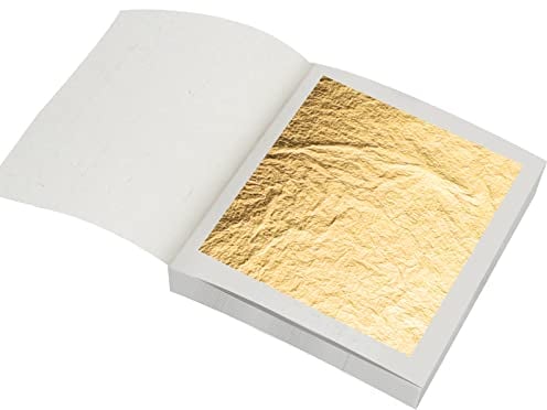 Gold Leaf Sheets,10 Pcs 6 cm/ 2.3 Inch Gold Leaf Foil Paper for Cake Chocolates Decor Bakery Pastry Cooking Beauty Gilding Makeup Health Artwork DIY Craft