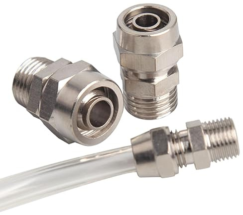 ORGEFY OD 4/6/8/10/12mm Tubo Flessibile M5/1/8''/ 1/4'' 3/8'' 1/2'' Filettatura Maschio Pneumatico Raccordi Rapidi a Torsione Raccordo Rapido Giunto Connettore-6mm OD Tubo, 1/4