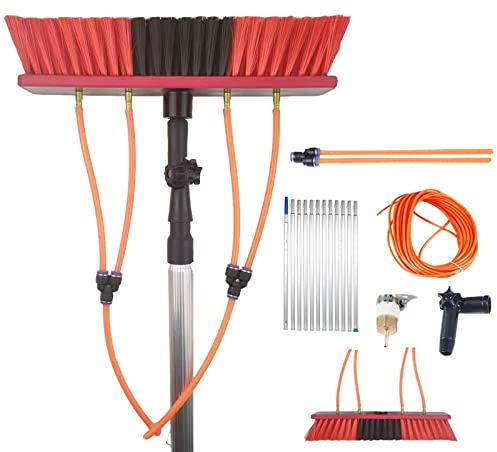 PiurUf Reinigungsbürste Für Solarmodule, Fensterreinigungsstange, Wassergespeiste Teleskopbürste, Ausziehbarer Reiniger Für Wintergartendächer, Reinigung Von Photovoltaik- Und Solarmodulen/30Cm Brush