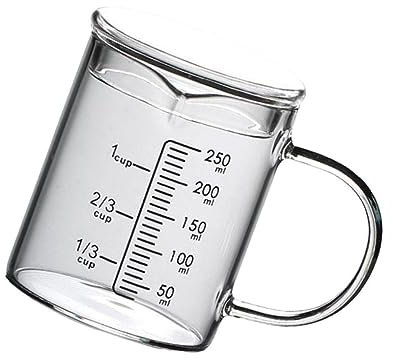 HOJIOESRD Taza medidora de Vidrio Funcional con Tapa indispensable para cocinar y Hornear, 250ml