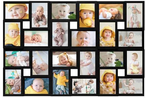 HELLO LAURA Collage-Bilderrahmen, 10 x 15 cm, für 24 Fotos, Collagen, Rahmen für Wanddekoration, Mehrfamilienfoto für Galerie-Dekor, zum Aufhängen, Schwarz