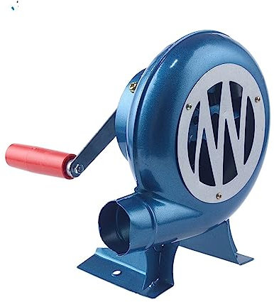 Tragbares LuftgebläSe FüR Schlauchboote, 1PC 120w Metall Industrie Outdoor Grill Eisen Getriebe Handkurbelgebläse, Handventilator Manuelles Feuergebläse Popcornventilator Blaues Modell GeräUscharm Und