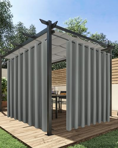 Extrabreite Outdoor-Vorhänge für Terrasse, wasserdicht, 2 Stück, 274 x 244 cm, Grau