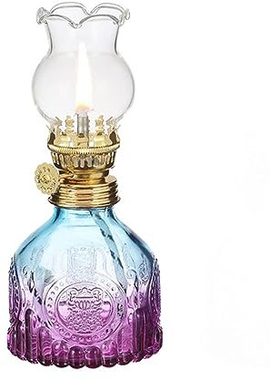 YKSJDFH Vintage Petroleumlampe mit Farbverlauf, bunte Öllampe aus Glas, klassisches Petroleum, große Kapazität, wasserdicht, Notbeleuchtung, Laterne, Öl-Sturmlaternen für Esszimmer und Garten