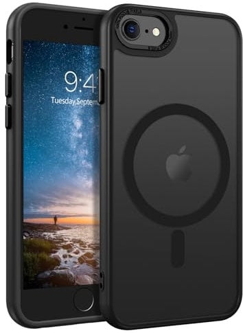 BENTOBEN Magnetic for iPhone 7/8/SE(2020)/SE(2022) Phone Case [Compatible with MagSafe], Matte Translucent Back Anti-Fingerprint Shockproof Protective Cover for iPhone 7/8/SE 2nd Gen/SE 3rd Gen, Black