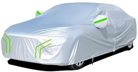 generico Telo Copriauto Impermeabile per 𝖥𝗂𝖺𝗍 Life Tipo Hatchback, Telo Copriauto da Esterno Copertura Traspirante con Zip Laterale, mpermeabile.(silver green)
