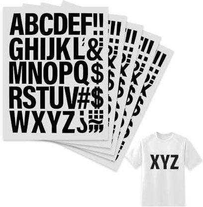 5 Sheets Iron on Letters Heat Transfer Letters for Clothing, 2 Inch Iron On Letters Alphabets for Sport T Shirts Team Slogan Printing DIY Crafts Decoration Black Iron On Heat Transfer Letters (Black)