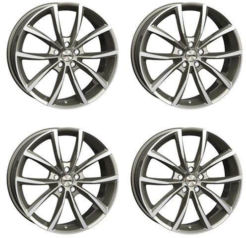 4x AUTEC Felgen Alufelgen ASTANA 8.0x18 ET48 5x114,3 Titansilber poliert kompatibel mit Renault Fluence Laguna Scénic Latitude Mégane (III) Clio Mégane (