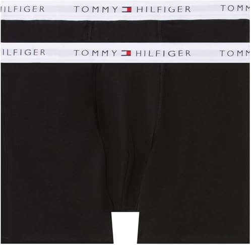 Tommy Hilfiger Jungen 2er Pack Boxershorts Briefs mit Logobund, Schwarz (Black/Black), 8-10 Jahre