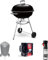 Bundle-Weber Compact Kettle Charcoal Grill Barbecue, 57cm |BBQ Grill with Lid Cover, Stand & Wheels |Freestanding Outdoor Oven, Smoker & Outdoor Cooker with Porcelain-Enamelled Bowl-Black (1321004)
