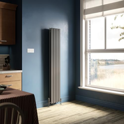 ZANOFIRA 1800 x 304 mm Anthracite Vertical Column Radiator Double Flat Panel Designer Tall Upright Radiators RAD