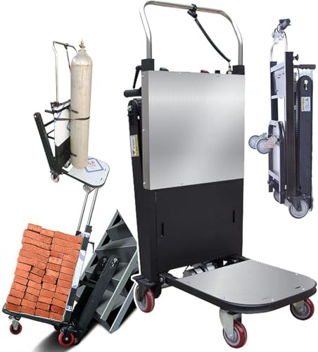 Elektrischer Treppensteiger - Sackkarre, mit Teleskopgriff, Treppen rauf/runter (80 Stockwerke), 300 kg Tragkraft (24 V 26 Ah), Elektro-Sackkarre, geeignet für den Transport schwerer Güter, Kisten~/