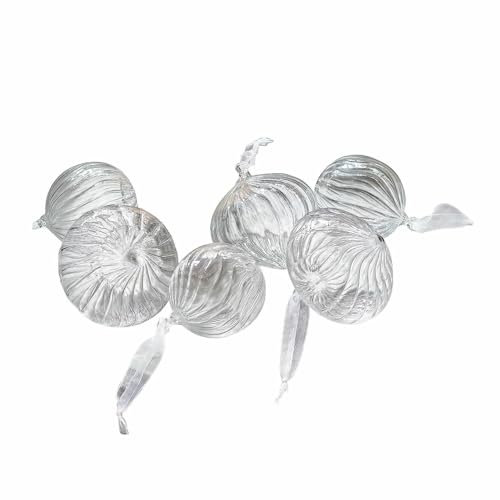 Loberon Weihnachtskugel 6er Set Bavella, Zwei Größen, Mundgeblasen, Filigrane Rillenstruktur, Weihnachten, Weihnachtsdekoration, Christbaumschmuck, Glas, klar