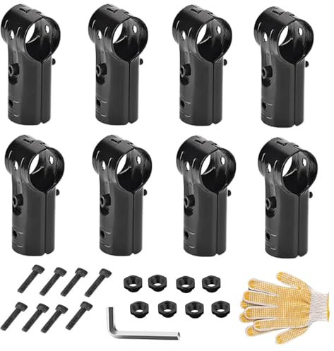 Bsbkoj End Rail T Clamps | 8X Panel Pipe T Clamps with Hex Key and Gloves,1 Inch Stainless Steel Clamps for Fence, Handrail, Shelf Set-Ups