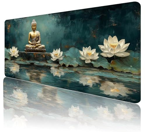 White Mouse Mat Gaming Mouse Pad xxl 700x300x3mm With Anti-Slip Base and Waterproof Surface Desk Mat Gold Mousepad, Soft Smooth Surface Mouse Matt Large Mouse Mats for Desk PC, Laptop, Decor Gift,K-60