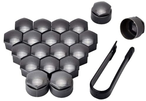 nlwopf 20Pcs Auto Radmutterkappen,Für Vw Taigo/Vw Taigun/Vw Talagon 2021-2024, Sechskant-Reifen Muttern-Abdeckungen, Radmuttern Bolt mit Entfernungswerkzeugsatz,B-17mm