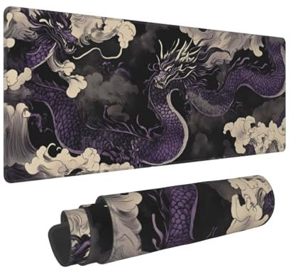 Alfombrilla Ratón XXL, Mouse Pad Gaming Superficie Suave y Base de Goma Antideslizante, Alfombrilla Gaming 1200x600mm Dragón Morado Mejorar Precisión y Velocidad - Ideal para Oficina y Jugador, N4686