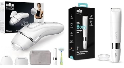 Bundle of Braun IPL Silk·expert Pro 3, Alternative zur Laser-Haarentfernung für zuhause + Braun Mini-Trimmer, elektrischer Körperrasierer für Damen und Herren, für Bikinizone, Achseln, Brust,Wet&Dry