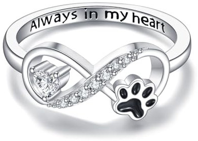Paw Print Ring Sterling Silber Memorial Katze Paw Print Ring Hund Infinity Puppy Pet Claw Rings für Frauen Katze Hund Schmuck für Frauen-Größe 7