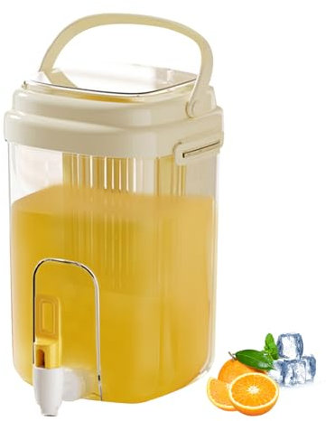 Dispenser per bevande da 2 l, con rubinetto, erogatore per bevande, brocca d'acqua con coperchio e dispenser per limonata, set con filtro per attività all'aperto e feste, PP/PET, bianco/verde (bianco)