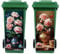 Peacoblue Wheelie Bin Stickers 2 Sheets Vintage Vase with Peony Sticky Dustbin Stickers, 15in x 32in Waterproof Self Adhesive Large Decal for Bins, Driveway, Garden, Outdoor, Indoor Decoration