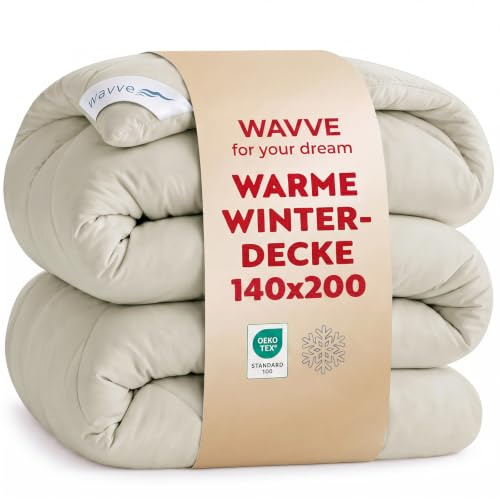 WAVVE Bettdecke 140x200 Winterdecke Warm, Steppdecke Winter 450gsm Mikrofaser Duvet 140x200cm, Weiche Kuschelige Steppbettdecke 140 x 200, Beige