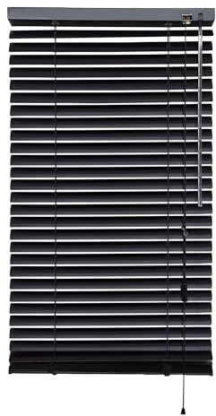 iYueMps Aluminium Venetian Blinds 110cm x 220cm (WxH) Blinds Window Black | No-Drill Clamp or Drill Mount,25mm Slat,Waterproof Rust-proof,Thermal Blackout UV Protection for Home,Office,Bathroom,Kitchen