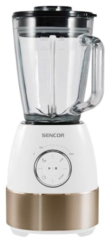 SENCOR SBL 5870GD Standmixer, 1800 W, 1,5 L Glasbehälter, 24.000 U/min, Titan-Klingen, Weiß-Gold